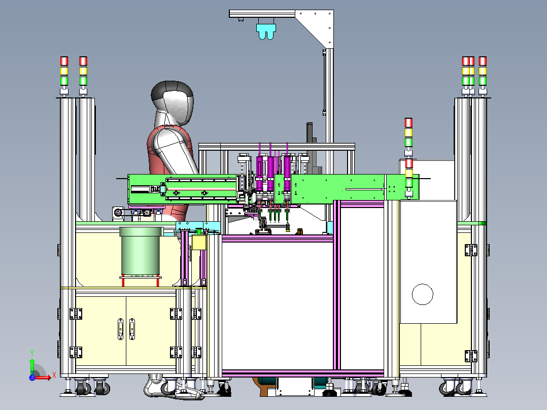 半自动组装线-迴流線(3D）前视图