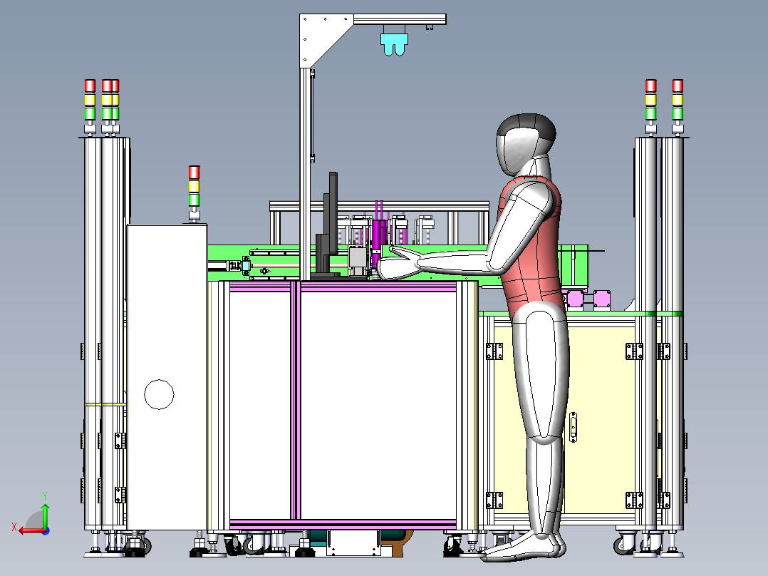 半自动组装线-迴流線(3D）后视图