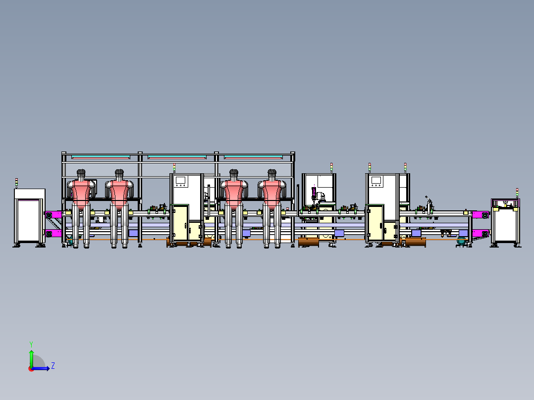 半自动组装线-迴流線(3D）左视图