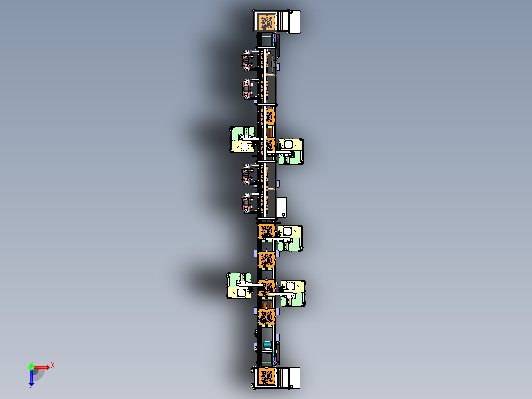 半自动组装线-迴流線(3D）俯视图