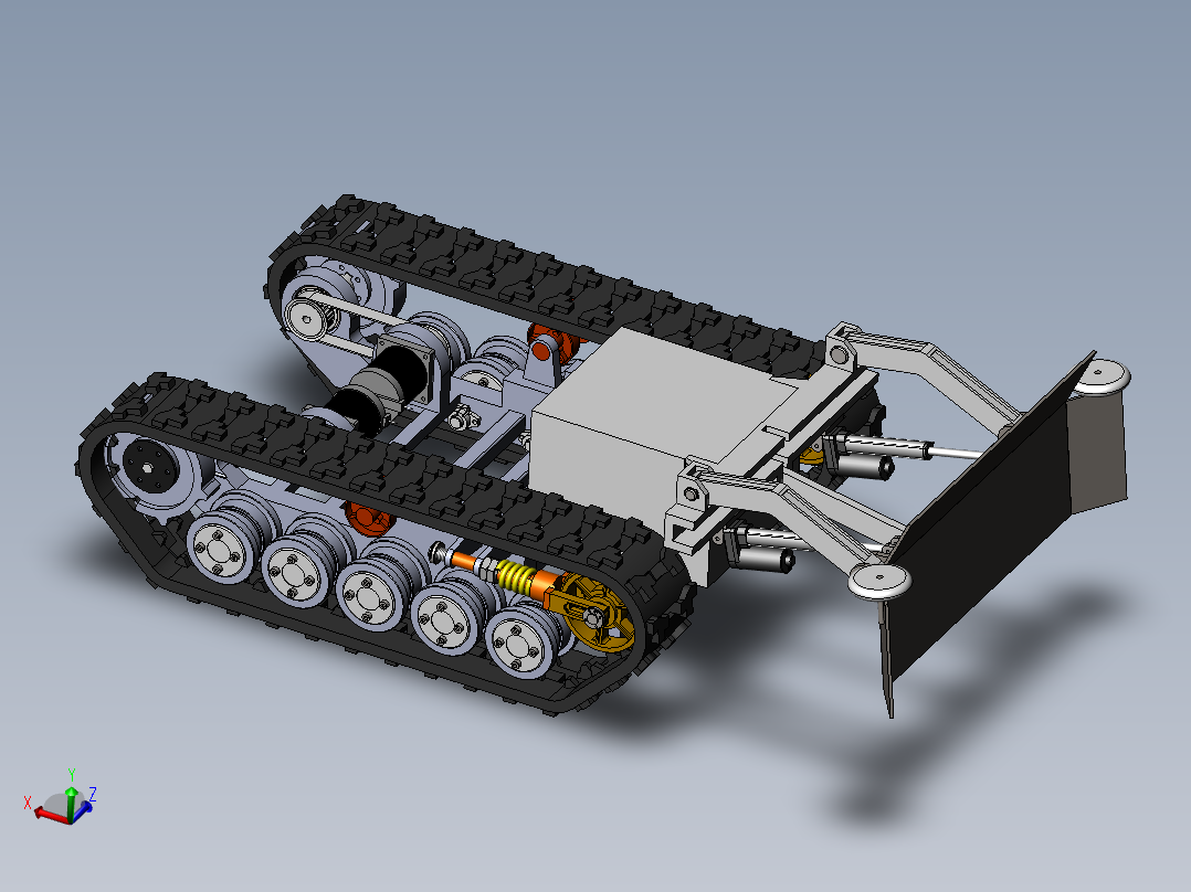 履带式清理车3d图纸 电动伸缩推板 履带式道路垃圾堆料小车3d模型