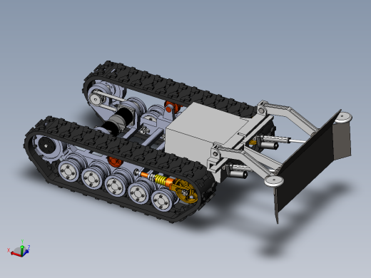 履带式清理车3d图纸 电动伸缩推板 履带式道路垃圾堆料小车3d模型