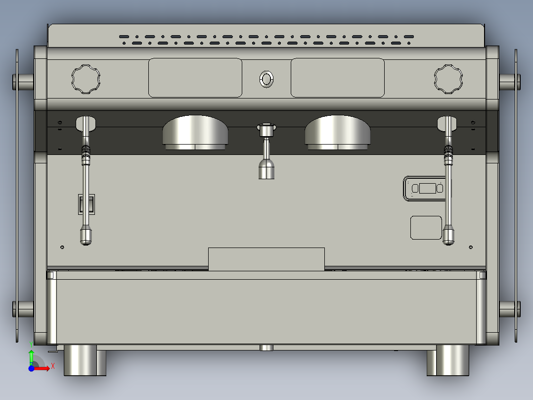 双头半自动咖啡机前视图