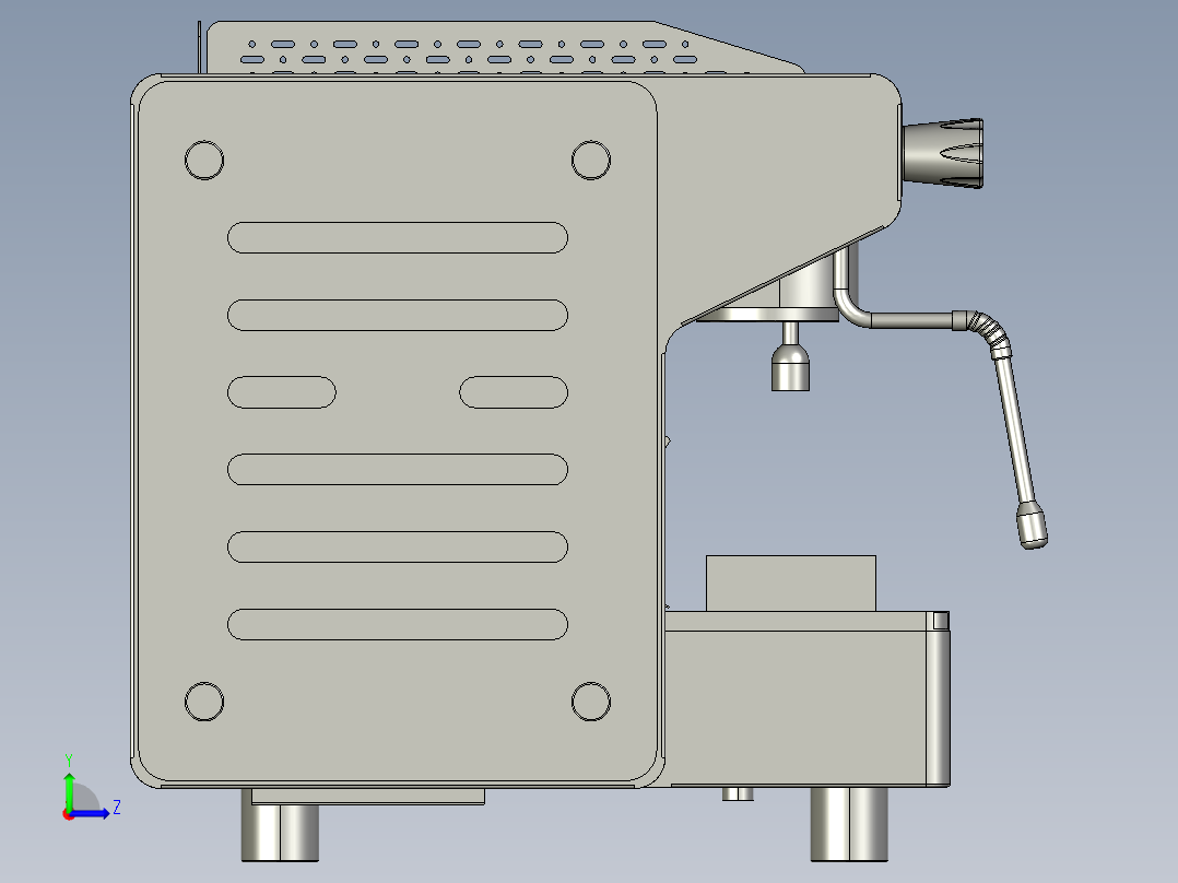 双头半自动咖啡机左视图