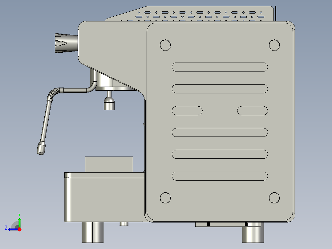 双头半自动咖啡机右视图