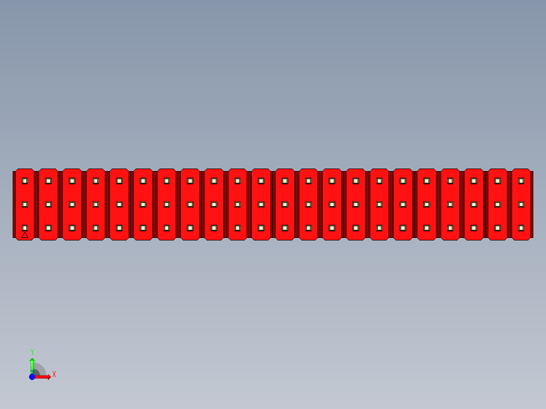彩色公头100mil（2.54mm）系列-DS1021_red_3x22p_100mil_Type43_rev1.0前视图