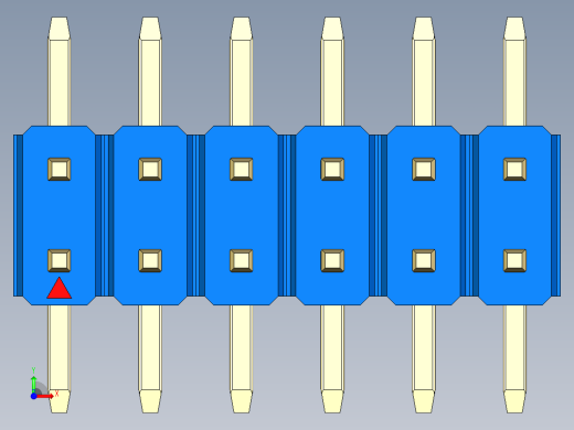 彩色公排针 100mil 2.54mm 系列-DS1022_blue_12p_100mil_TypeSMT_rev1.0前视缩略图