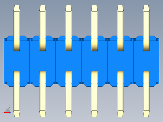 彩色公排针 100mil 2.54mm 系列-DS1022_blue_12p_100mil_TypeSMT_rev1.0后视缩略图