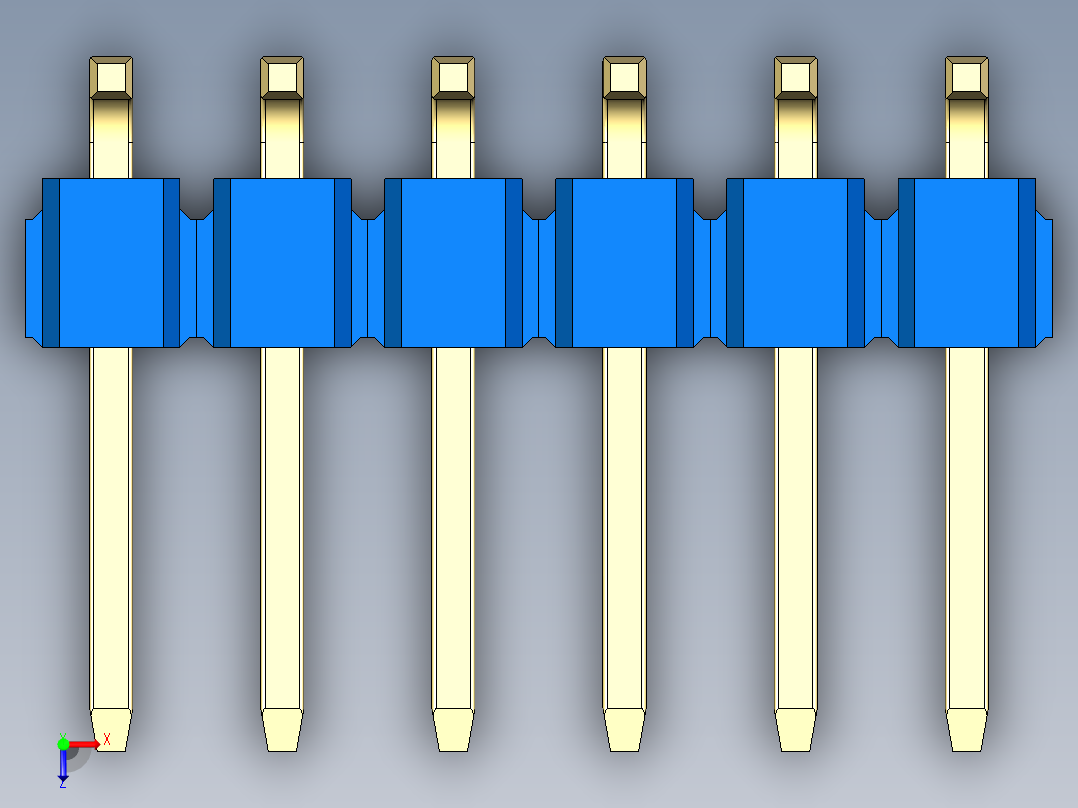 彩色公排针 100mil 2.54mm 系列-DS1022_blue_12p_100mil_TypeSMT_rev1.0俯视图