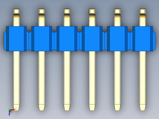 彩色公排针 100mil 2.54mm 系列-DS1022_blue_12p_100mil_TypeSMT_rev1.0俯视缩略图