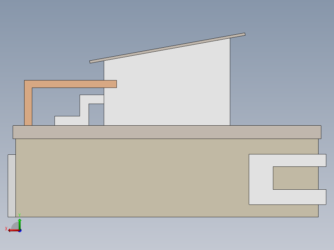 SolidWorks中的现代别墅设计18x36后视图