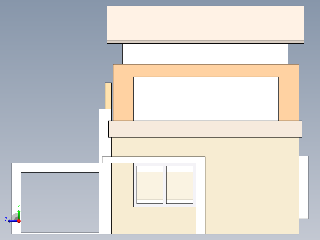 SolidWorks中的现代别墅设计18x36右视图