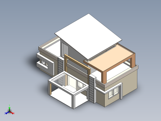SolidWorks中的现代别墅设计18x36正等轴测缩略图