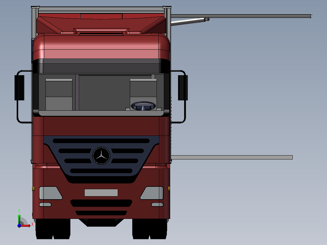 11.集装箱卡车 3d模型图纸前视图