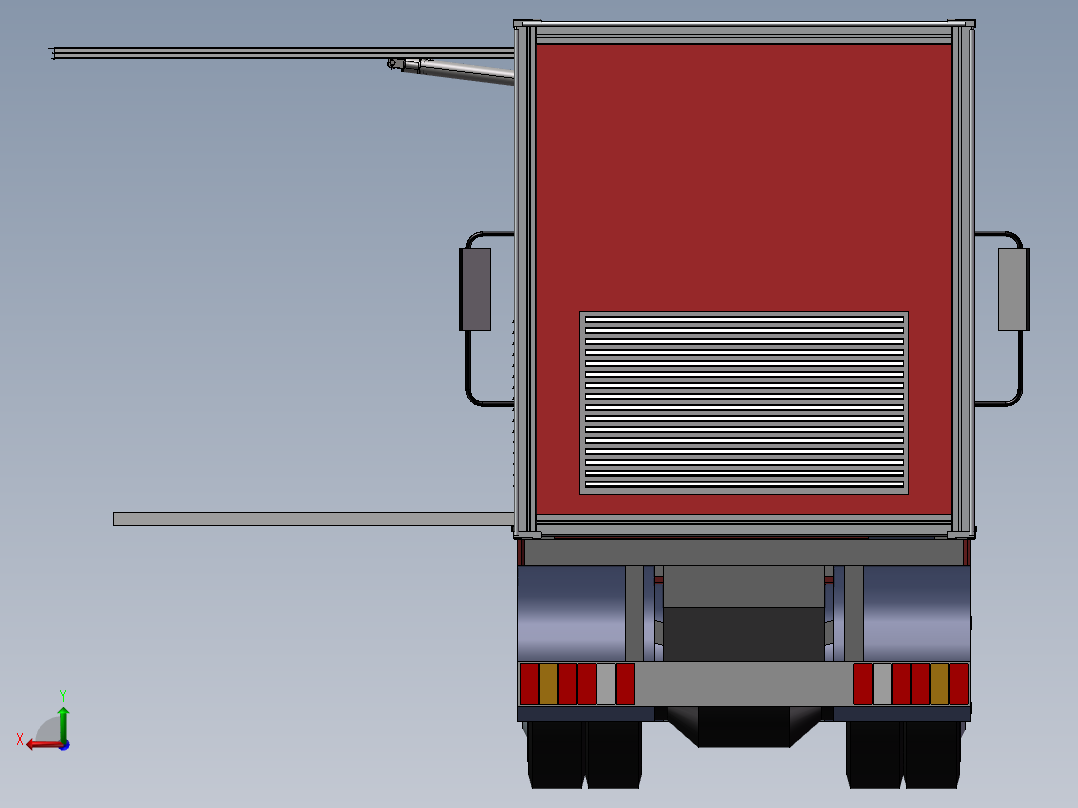11.集装箱卡车 3d模型图纸后视图