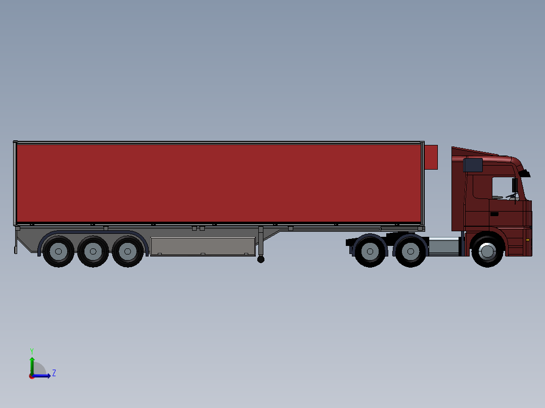 11.集装箱卡车 3d模型图纸左视图