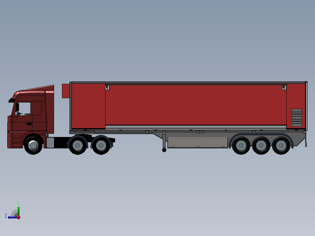11.集装箱卡车 3d模型图纸右视图