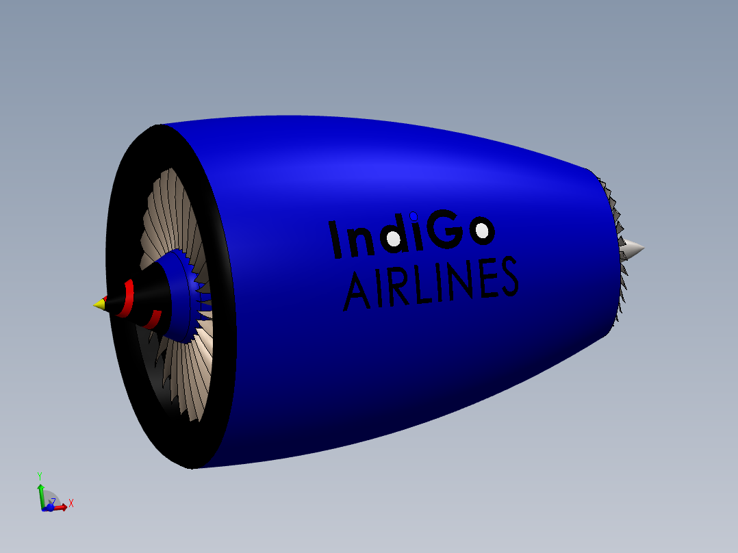 带螺旋桨轴的喷气发动机---模型格式为 sw