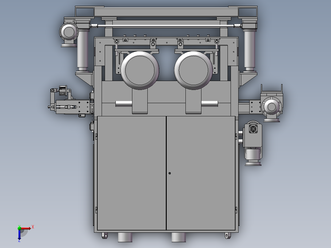 双面砂光机 3D模型俯视图