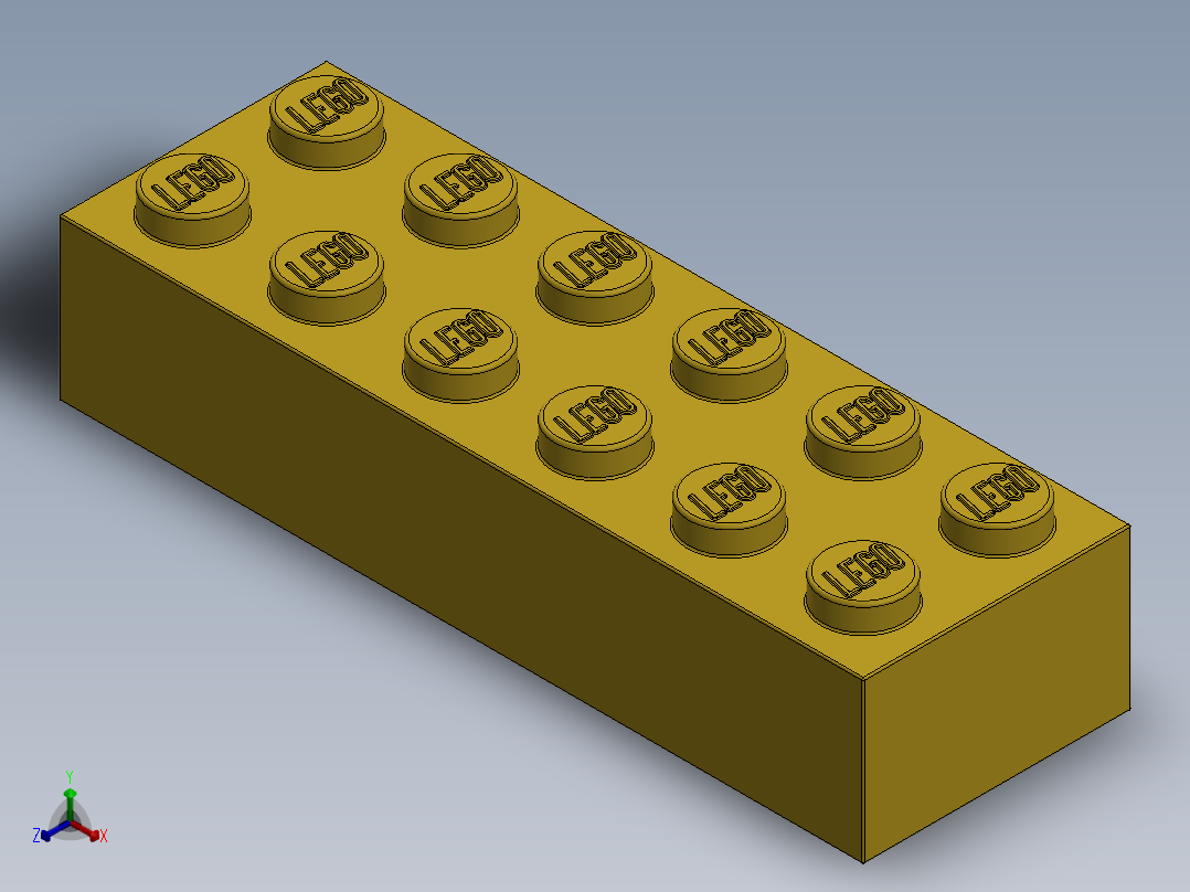 乐高套装 4421基本积木-4181143 - 2456 - 44237 Bright Yellow Brick 2 x 6.SLDPRT主视图