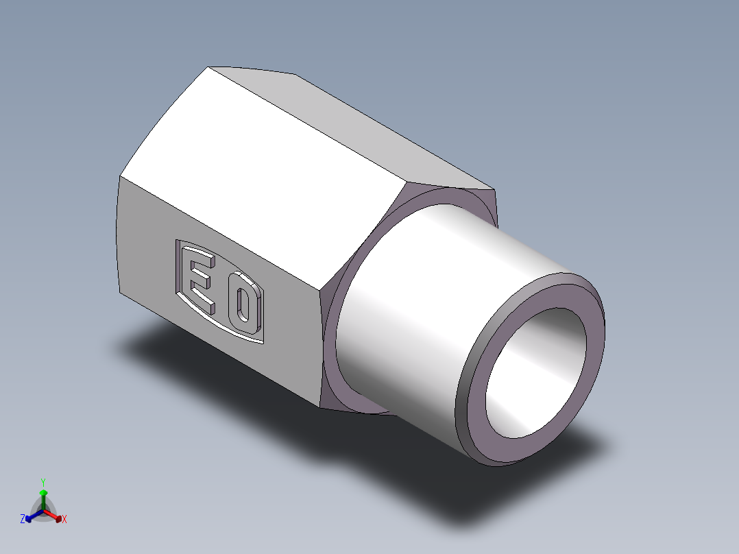 直通内螺纹接头、5CM-12-10正等轴测图