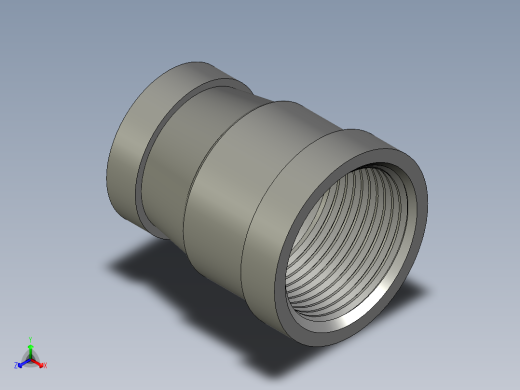 螺纹管管箍-异径有边 DN20-DN15正等轴测缩略图