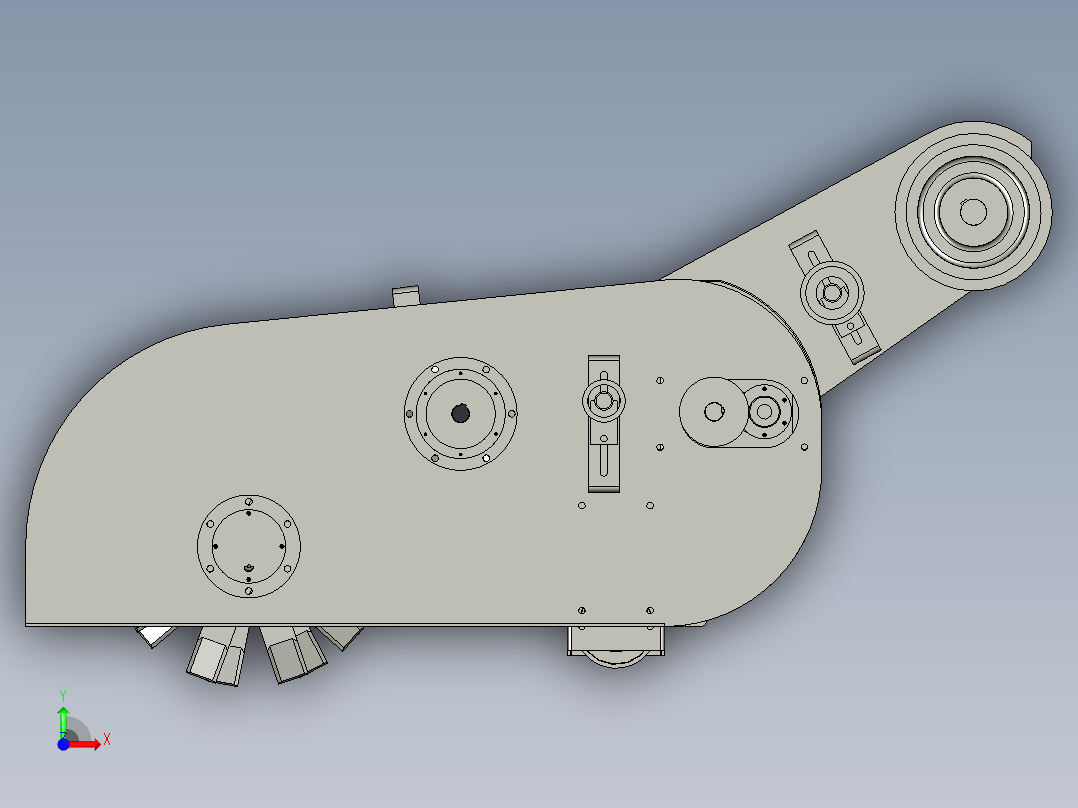 牧草打捆机捡拾输送装置前视图
