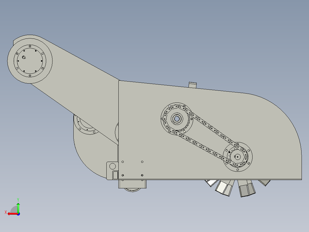 牧草打捆机捡拾输送装置后视图