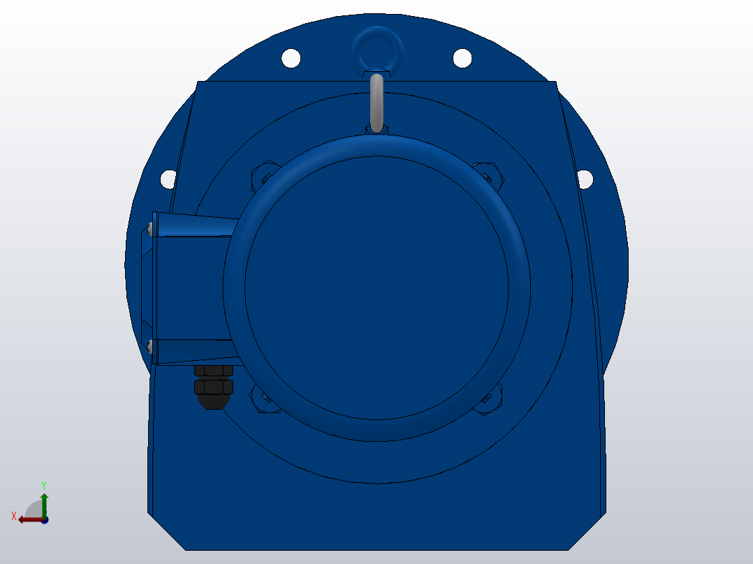 RF107法兰轴伸式安装斜齿轮减速机RF107-Y7.5-4P-132M-M1-0°-Φ350后视图