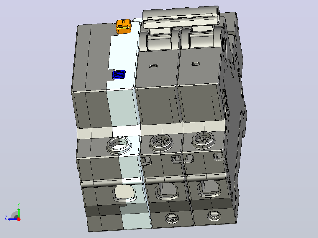 NBPLE-32 2P剩余电流动作断路器三维模型202010右视图