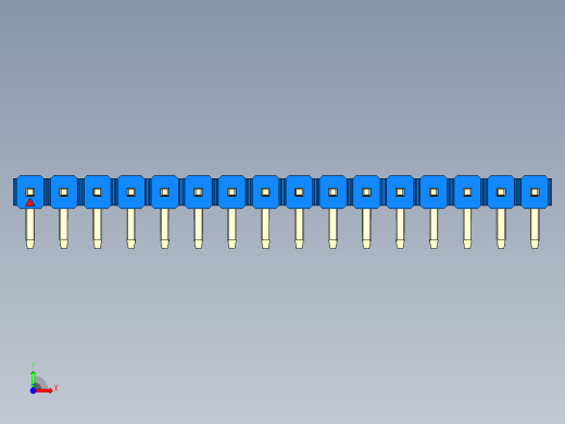 彩色公排针 100mil 2.54mm 系列-DS1022_blue_1x16p_100mil_TypeD_rev1.0前视缩略图