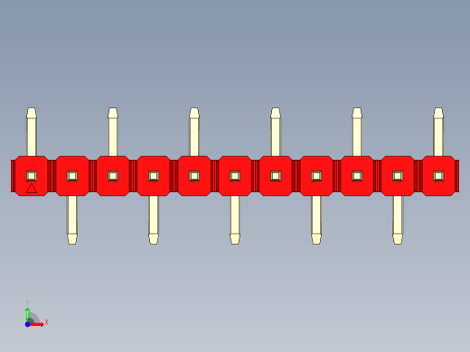 彩色公排针 100mil 2.54mm 系列-DS1022_red_11p_100mil_Type_SMT_R1_rev1.0前视缩略图