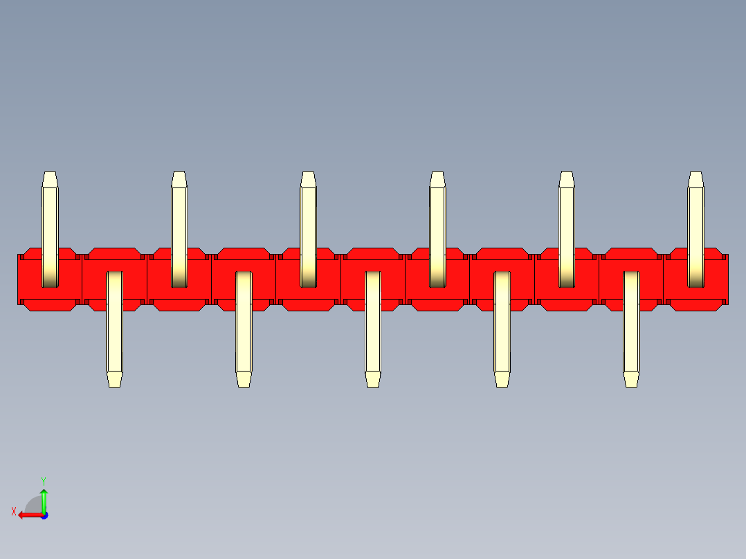 彩色公排针 100mil 2.54mm 系列-DS1022_red_11p_100mil_Type_SMT_R1_rev1.0后视图