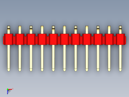 彩色公排针 100mil 2.54mm 系列-DS1022_red_11p_100mil_Type_SMT_R1_rev1.0俯视缩略图
