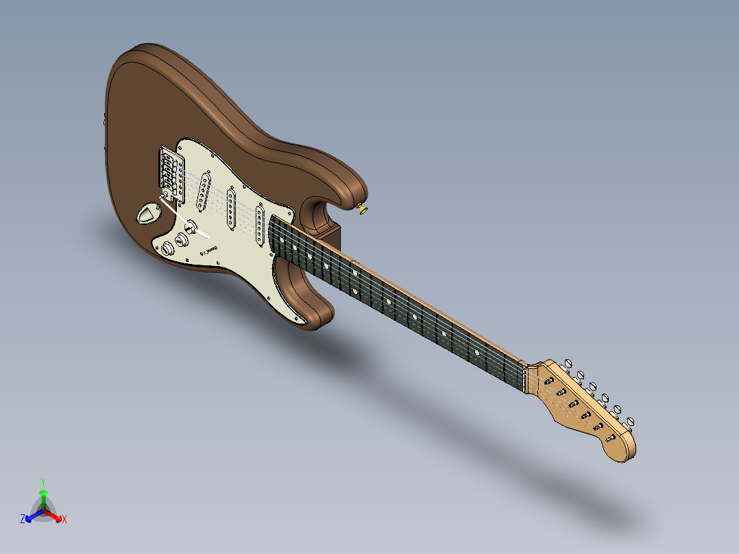 完整60年代复古吉他正等轴测图