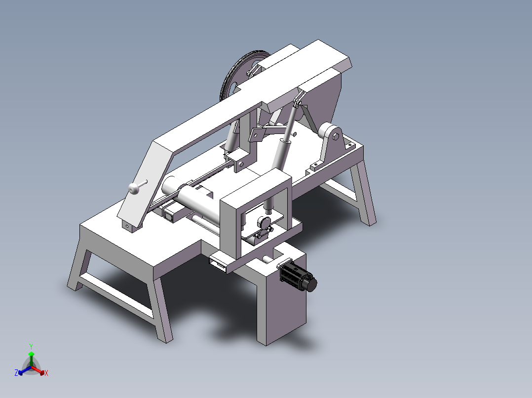 挤压头生产用钢柱切断设备正等轴测图