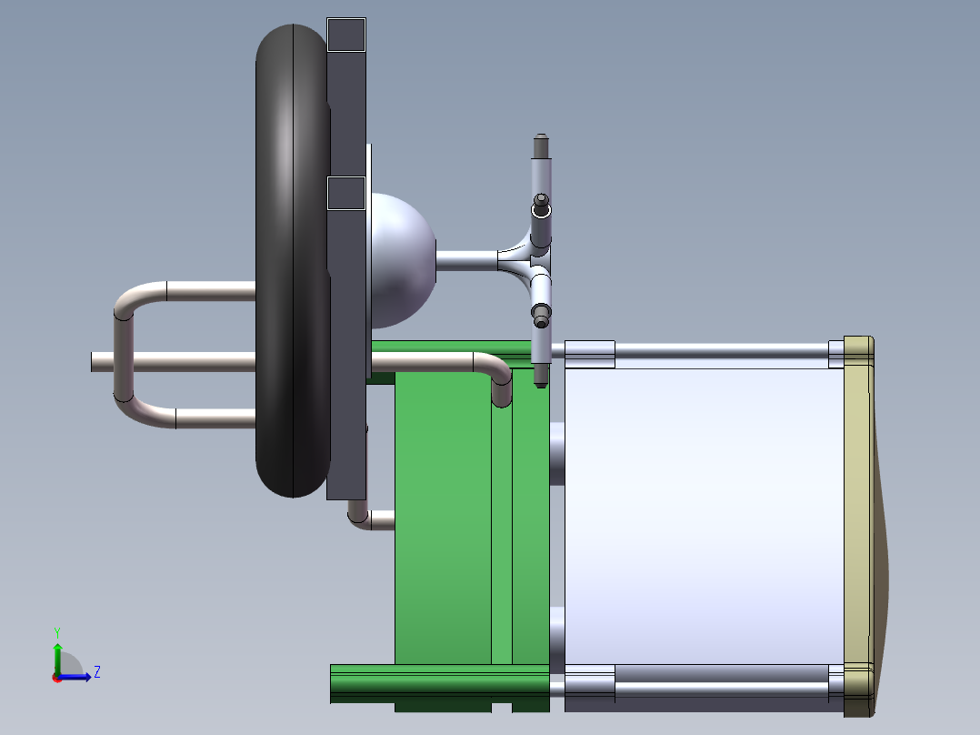 B(26)池塘自动喂养机及三维造型左视图
