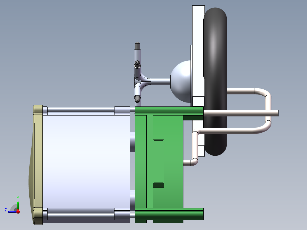 B(26)池塘自动喂养机及三维造型右视图