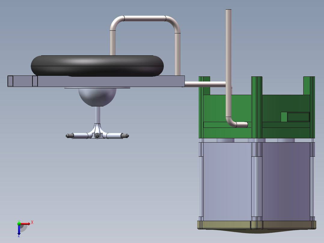 B(26)池塘自动喂养机及三维造型俯视图