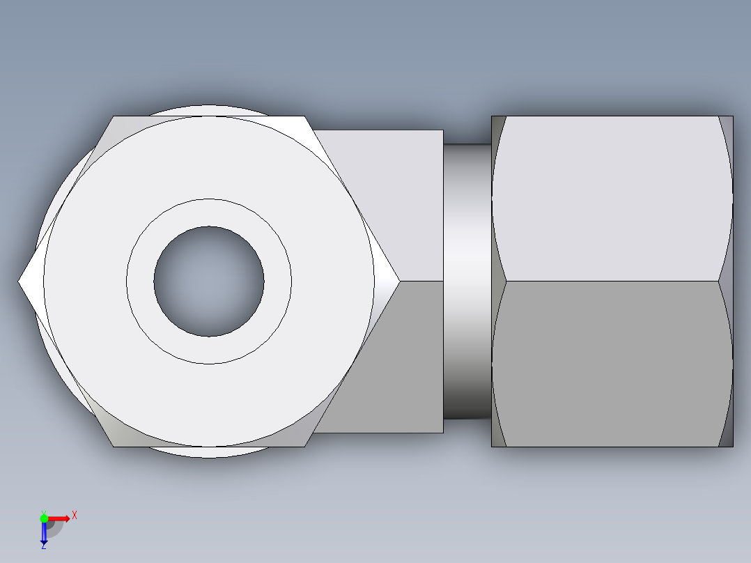 卡套式工业通用硬管接头EO_Adjustable_locknut_run_tee_LEE12ZSMCF俯视图