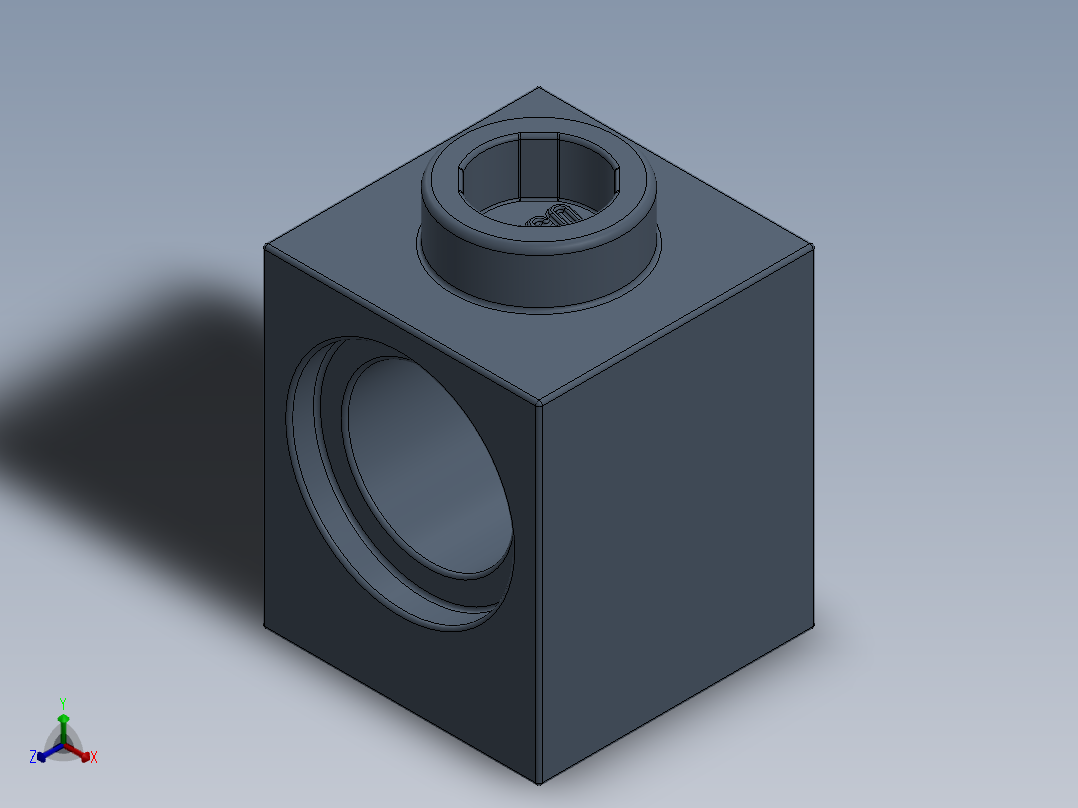 乐高机械组积木（横梁）-4162032 - 6541 Sand Blue Brick 1 x 1 with Hole正等轴测图