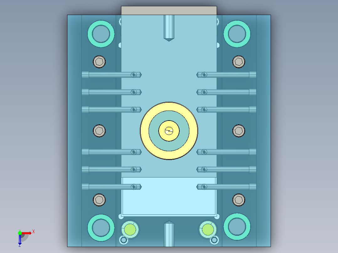 成型用电插座板俯视图