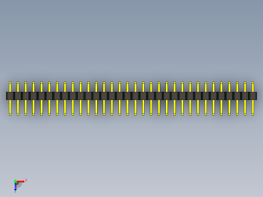 通孔PCB引脚接头，间距2mm，高度5mm。从1x1到1x32引脚的版本俯视缩略图