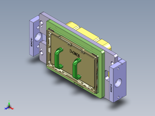 一款电脑D壳四轴精铣四周外形工装治具模型