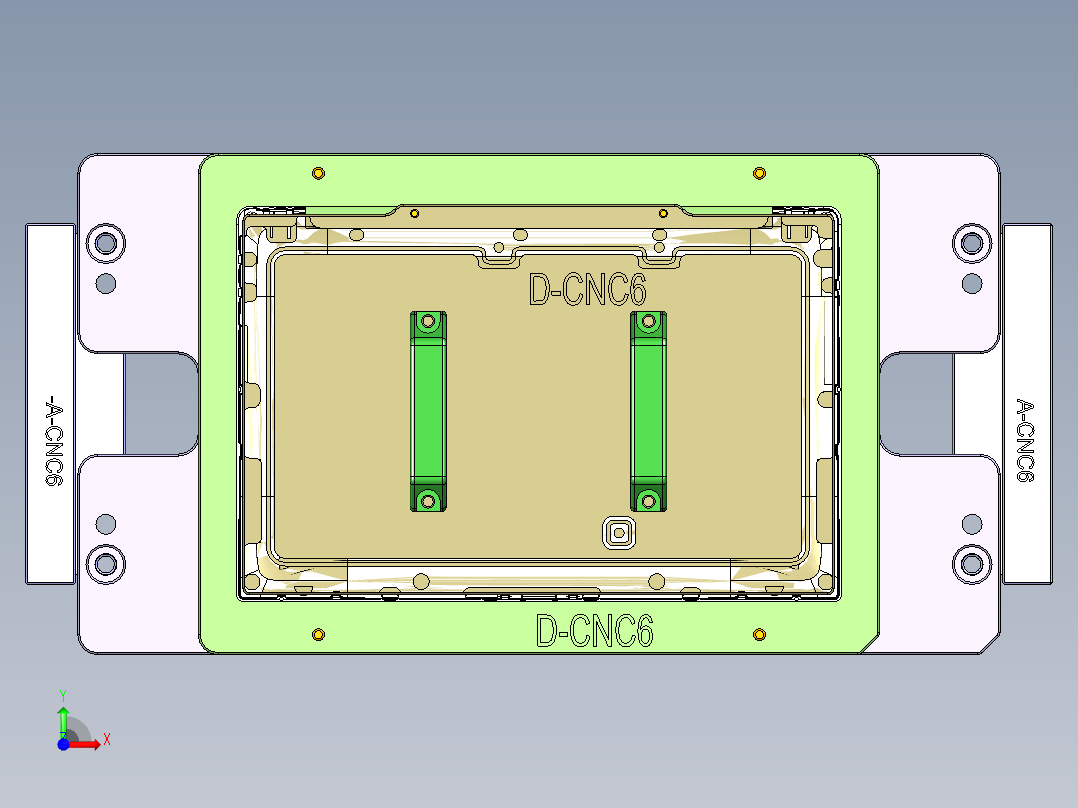 一款电脑D壳四轴精铣四周外形工装治具模型前视图