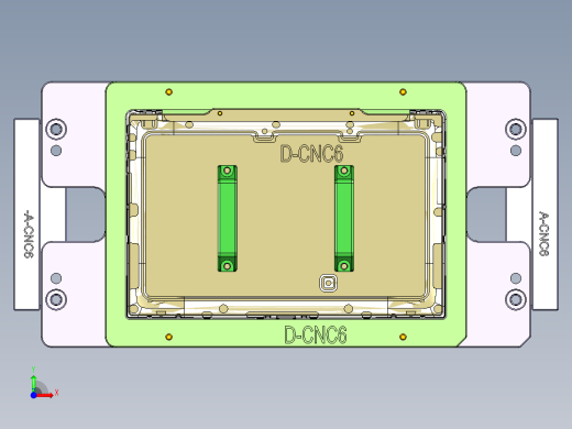 一款电脑D壳四轴精铣四周外形工装治具模型前视缩略图