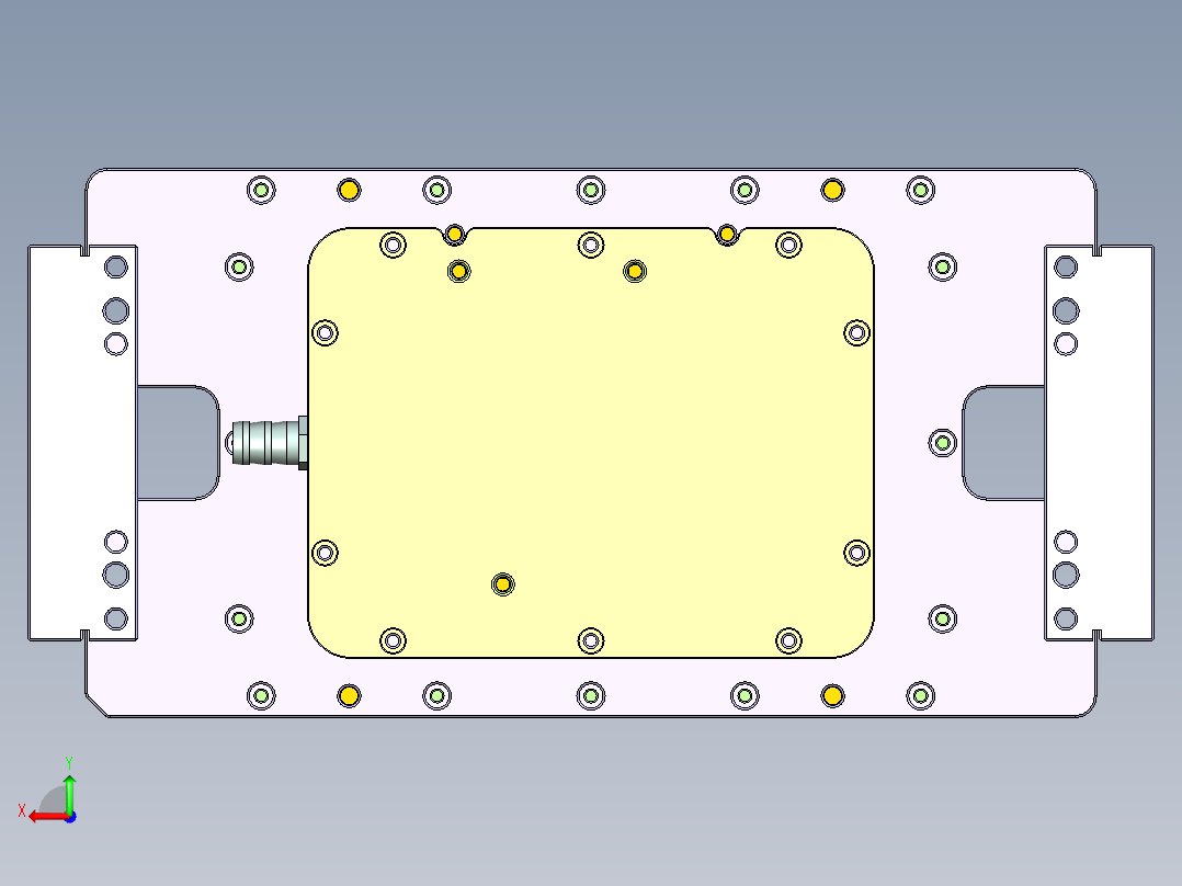 一款电脑D壳四轴精铣四周外形工装治具模型后视图