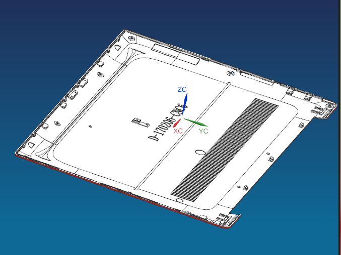 一款电脑D壳四轴精铣四周外形工装治具模型
