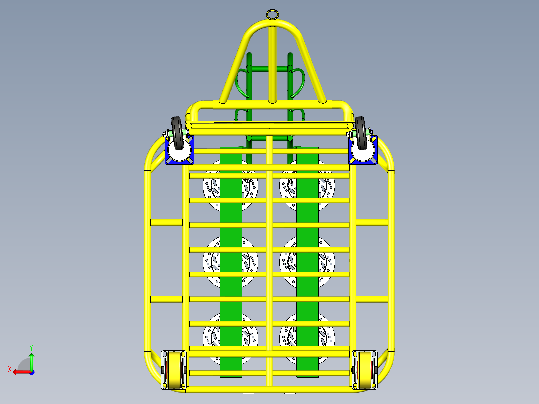 B2004063-制动盘运输手推车  制动盘运输车后视图
