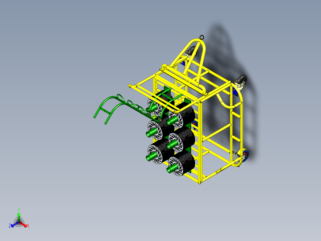 B2004063-制动盘运输手推车  制动盘运输车正等轴测图